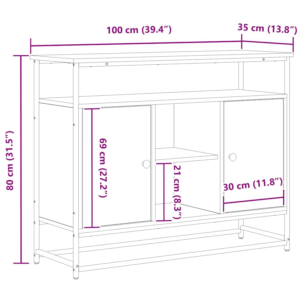 Πλαϊνό γραφείο Παλιό ξύλο 100 x 35 x 80 εκ. Επεξεργασμένο ξύλο - Pakobazaar