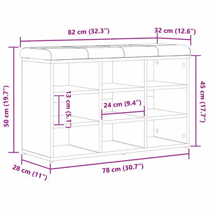 Πάγκος για παπούτσια Μαύρο 82 x 32 x 50 cm Επεξεργασμένο Ξύλο