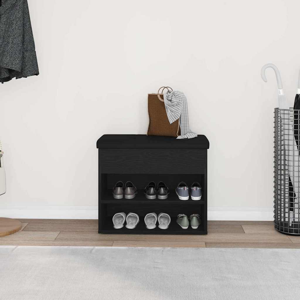 Παγκάκι με αποθήκευση με ράφι Μαύρη Οξυά 62 x 32 x 50 εκ - Pakobazaar