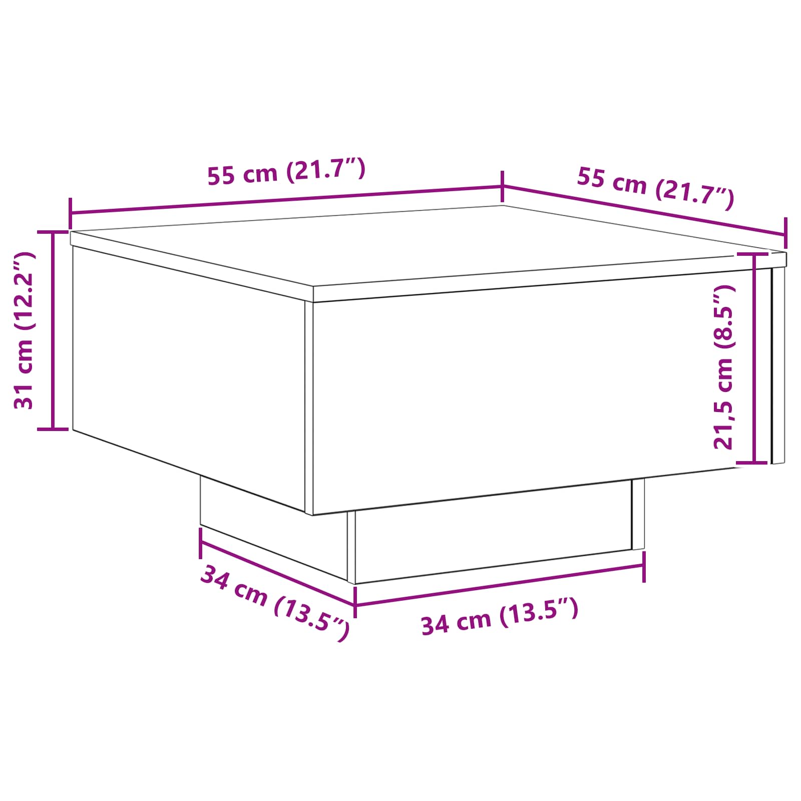 Τραπεζάκι σαλονιού Μαύρη Οξυά 55 x 55 x 31 εκ - Pakobazaar