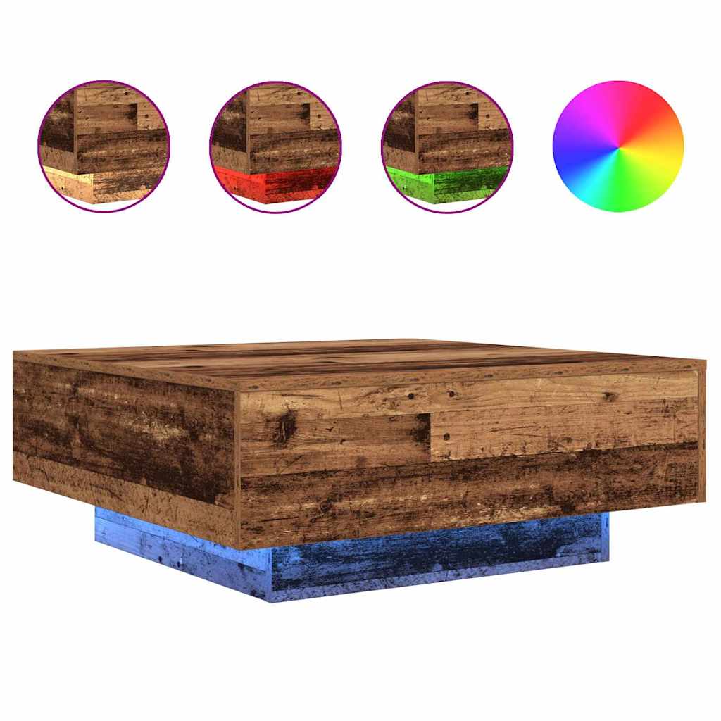 Τραπεζάκι σαλονιού Παλιό Ξύλο και Μπλε 80 x 80 x 31 cm - Pakobazaar