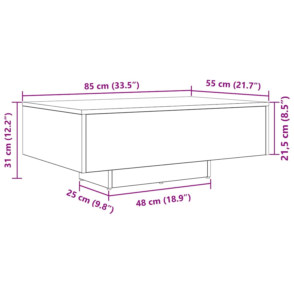 Τραπεζάκι σαλονιού Μαύρη Οξυά 85 x 55 x 31 cm - Pakobazaar