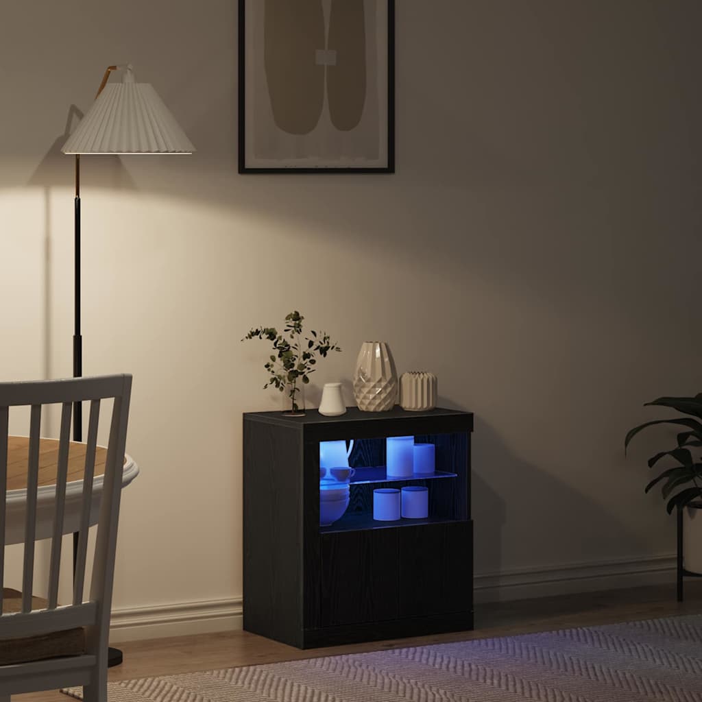 Πλευρικό Τραπέζι LED Μαύρο 60,5 x 37 x 67 εκ Επεξεργασμένο ξύλο - Pakobazaar