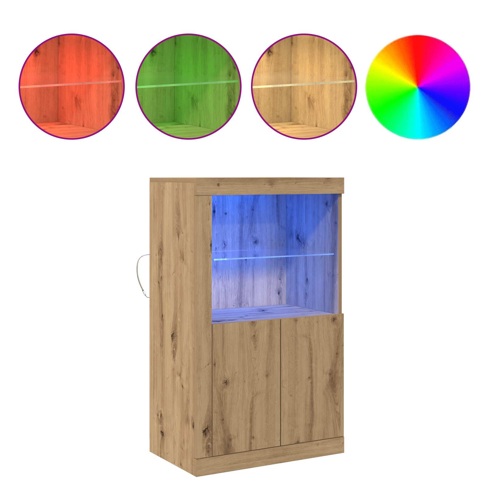 Πλευρικό Τραπέζι LED Artisan Oak 60,5 x 37 x 100 εκ - Pakobazaar