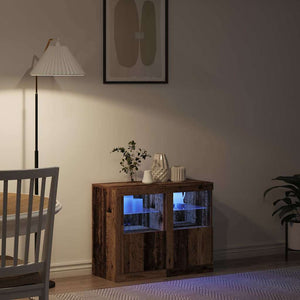 Πλευρικό Τραπέζι LED 2 pcs Παλιό ξύλο 41 x 37 x 67 εκ - Pakobazaar