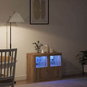 Πλευρικό Τραπέζι LED 2 pcs Artisan Oak 41 x 37 x 67 εκ - Pakobazaar