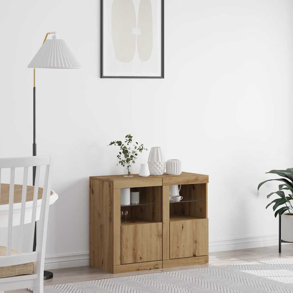 Πλευρικό Τραπέζι LED 2 pcs Artisan Oak 41 x 37 x 67 εκ - Pakobazaar