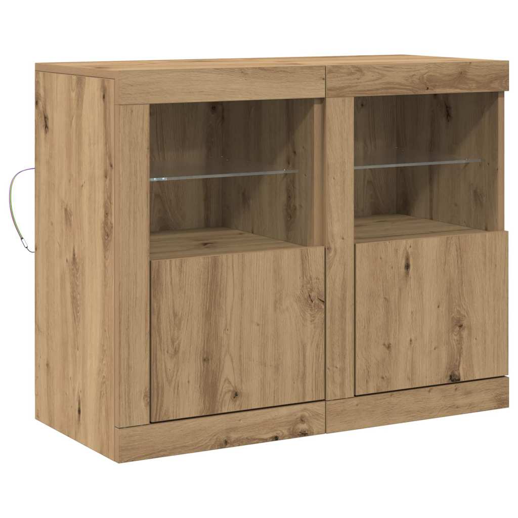 Πλευρικό Τραπέζι LED 2 pcs Artisan Oak 41 x 37 x 67 εκ - Pakobazaar