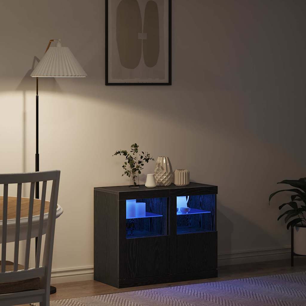 Πλευρικό Τραπέζι LED 2 pcs Μαύρη Οξυά 41 x 37 x 67 εκ - Pakobazaar