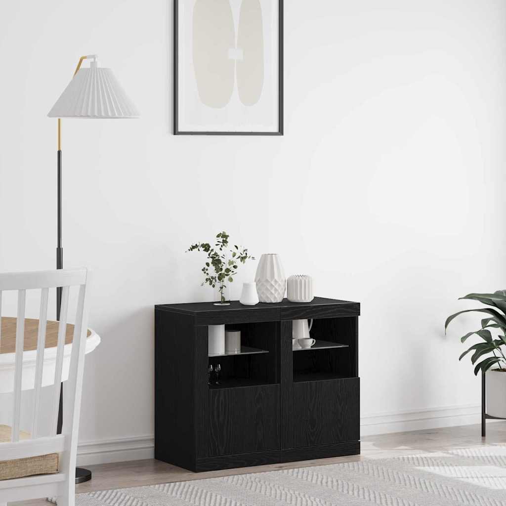 Πλευρικό Τραπέζι LED 2 pcs Μαύρη Οξυά 41 x 37 x 67 εκ - Pakobazaar