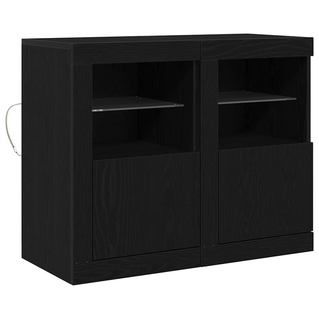 Πλευρικό Τραπέζι LED 2 pcs Μαύρη Οξυά 41 x 37 x 67 εκ - Pakobazaar