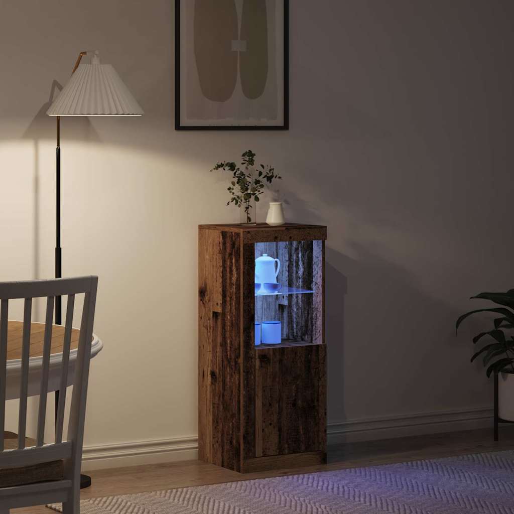 Πλευρικό Τραπέζι LED Καφέ 41 x 37 x 100 εκ Επεξεργασμένο ξύλο - Pakobazaar