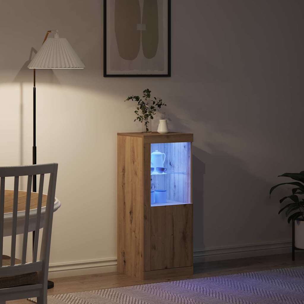 Πλευρικό Τραπέζι LED Καφέ 41 x 37 x 100 εκ Επεξεργασμένο ξύλο - Pakobazaar