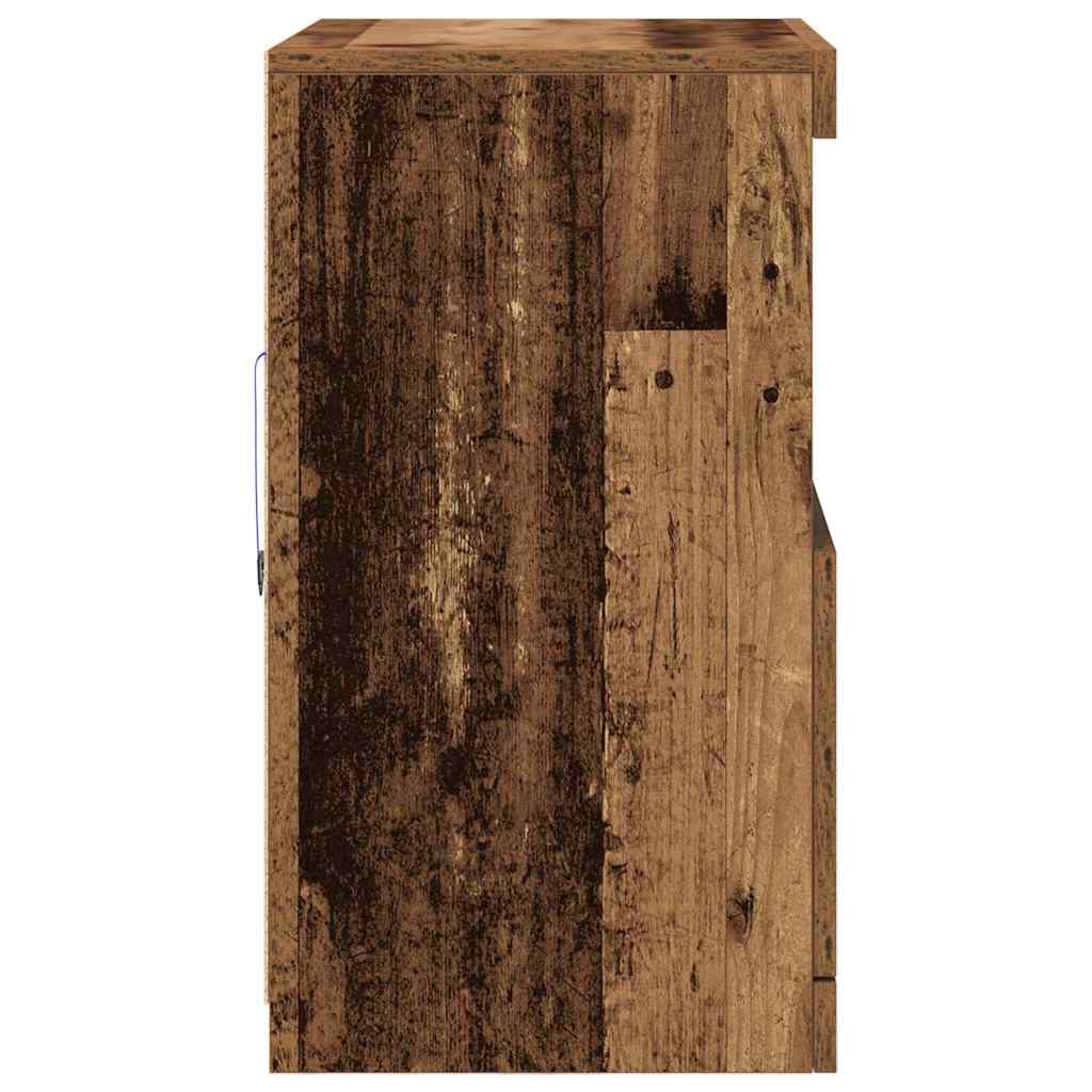 Πλευρικό Τραπέζι LED Καφέ 60,5 x 37 x 67 εκ Επεξεργασμένο ξύλο - Pakobazaar