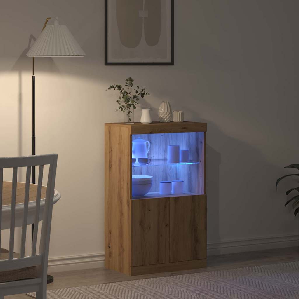 Πλευρικό Τραπέζι LED Καφέ 60 x 37 x 100 εκ. Επεξεργασμένο ξύλο - Pakobazaar