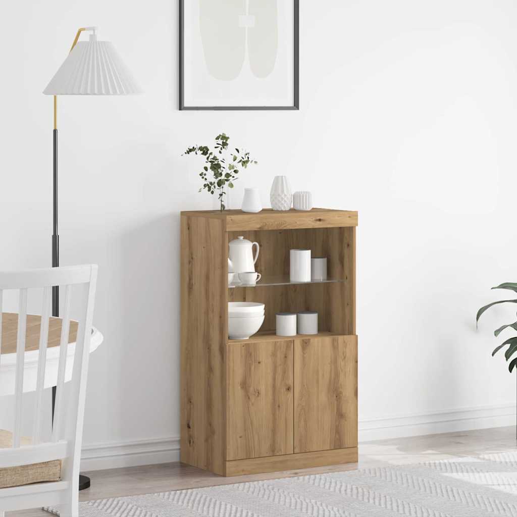 Πλευρικό Τραπέζι LED Καφέ 60 x 37 x 100 εκ. Επεξεργασμένο ξύλο - Pakobazaar