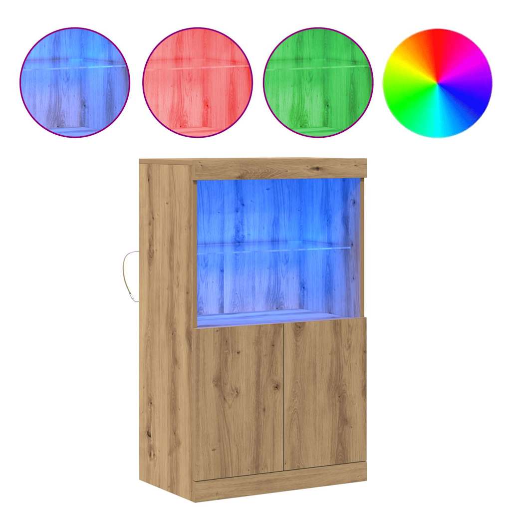 Πλευρικό Τραπέζι LED Καφέ 60 x 37 x 100 εκ. Επεξεργασμένο ξύλο - Pakobazaar