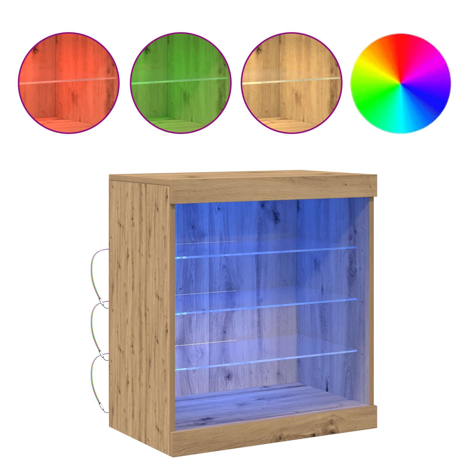 Πλευρικό Τραπέζι LED Artisan Oak 60,5 x 37 x 67 εκ - Pakobazaar