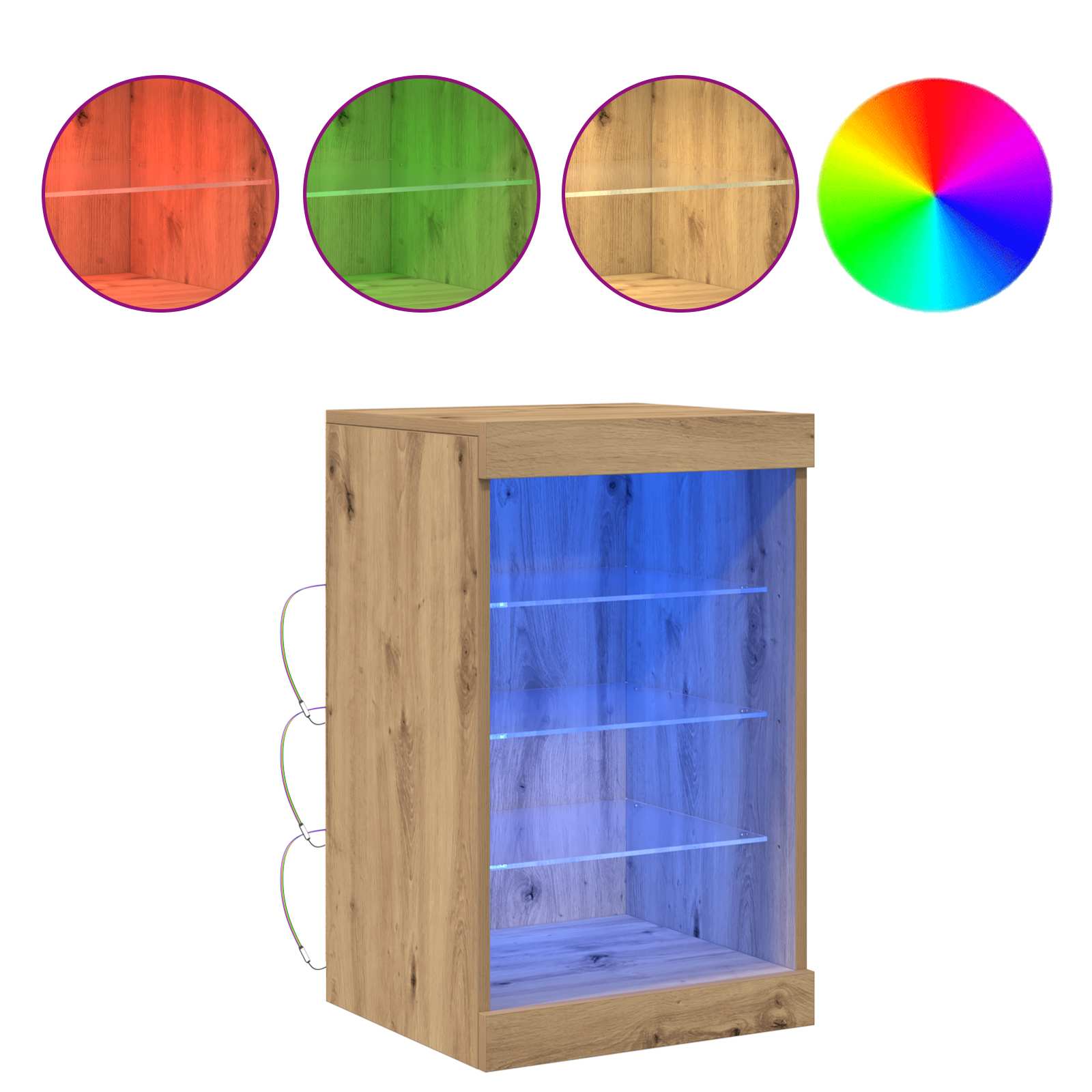 Πλευρικό Τραπέζι LED Artisan Oak 41 x 37 x 67 εκ - Pakobazaar