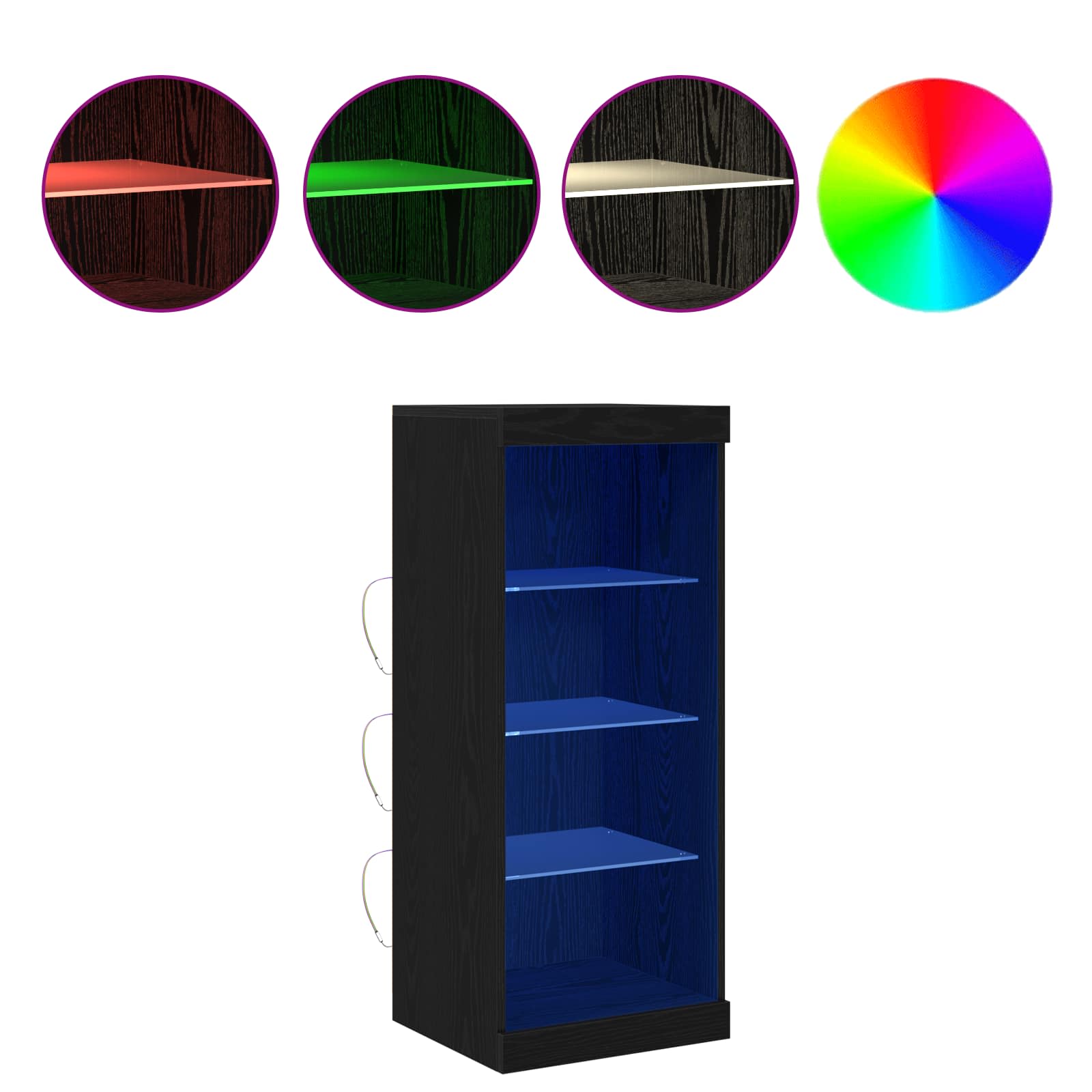 Πλευρικό Τραπέζι LED Μαύρη Οξυά 41 x 37 x 100 εκ - Pakobazaar