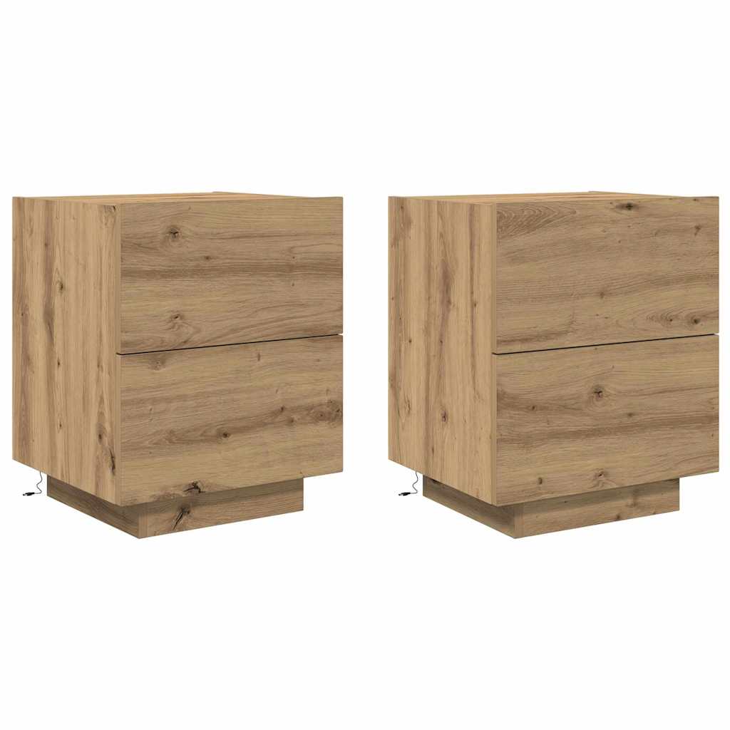 Κομοδίνο 2 pcs Artisan Oak 45 x 40 x 55 εκ Επεξεργασμένο ξύλο - Pakobazaar