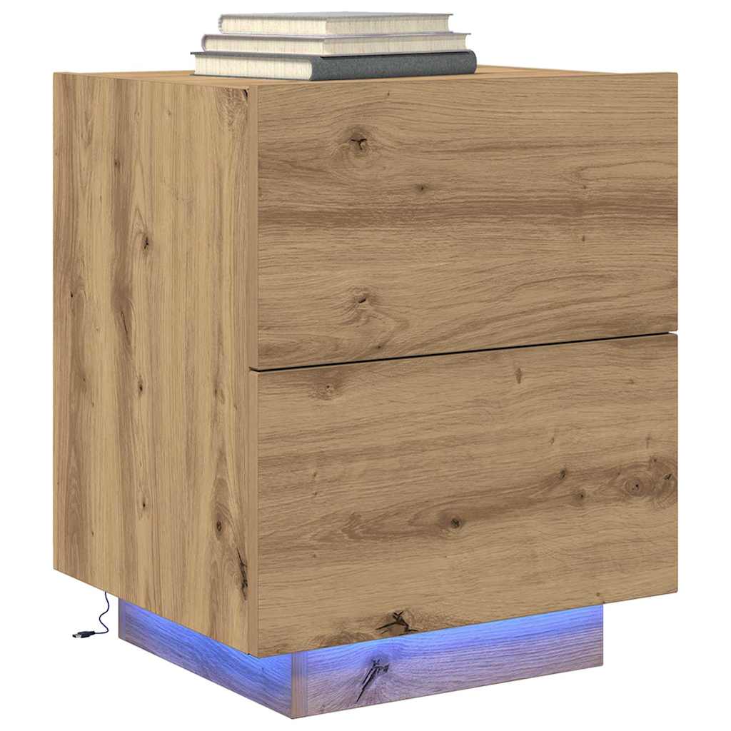 Κομοδίνο 2 pcs Artisan Oak 45 x 40 x 55 εκ Επεξεργασμένο ξύλο - Pakobazaar