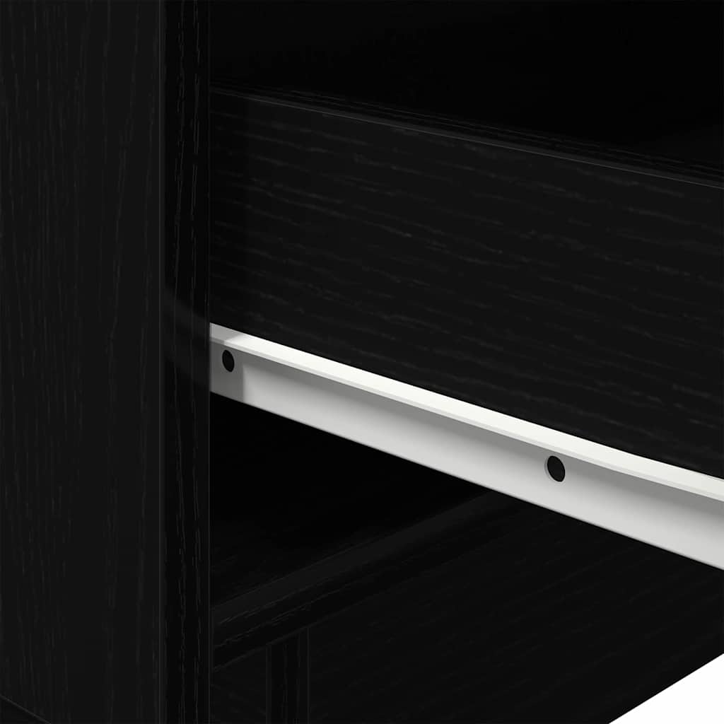Κομοδίνο 2 pcs Μαύρη Οξυά 45 x 40 x 55 εκ Επεξεργασμένο ξύλο - Pakobazaar