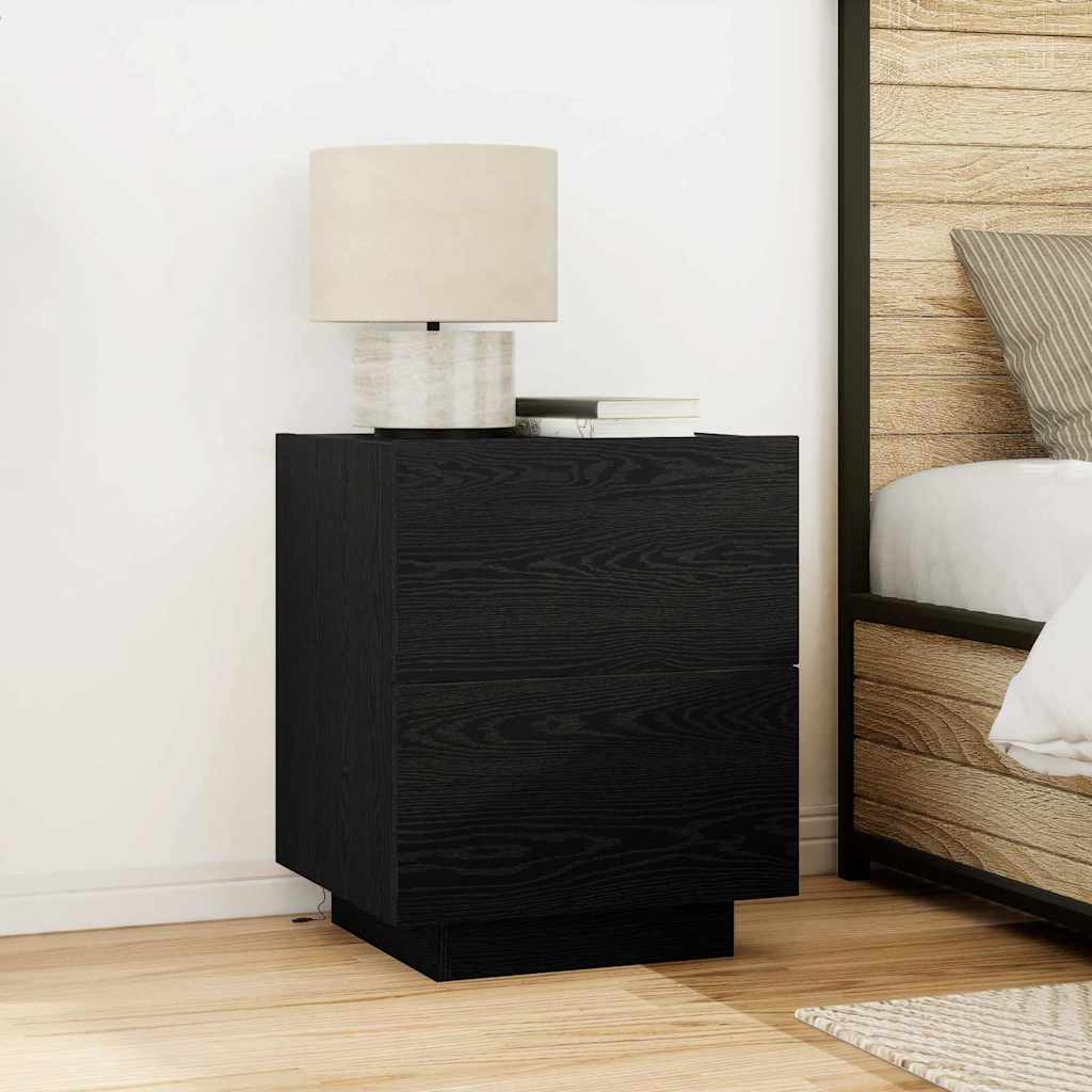 Κομοδίνο 2 pcs Μαύρη Οξυά 45 x 40 x 55 εκ Επεξεργασμένο ξύλο - Pakobazaar
