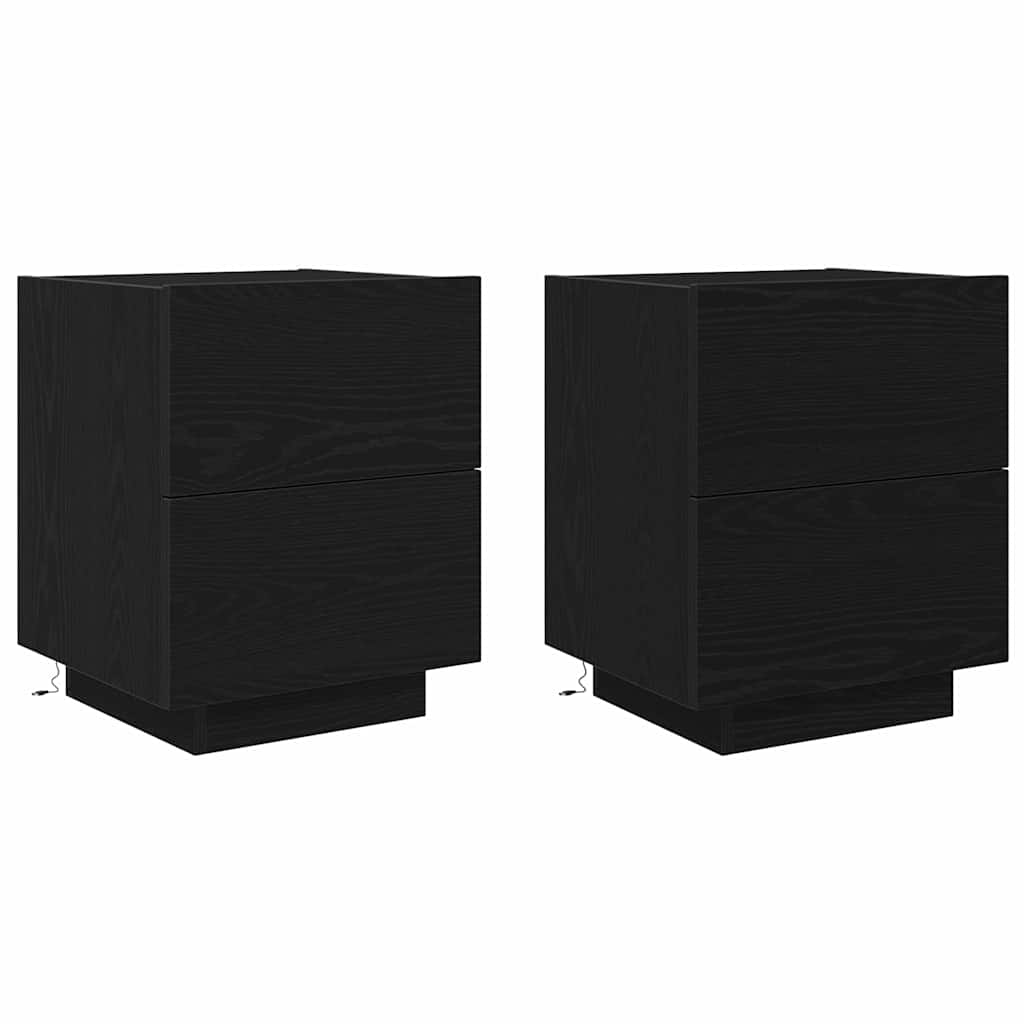 Κομοδίνο 2 pcs Μαύρη Οξυά 45 x 40 x 55 εκ Επεξεργασμένο ξύλο - Pakobazaar