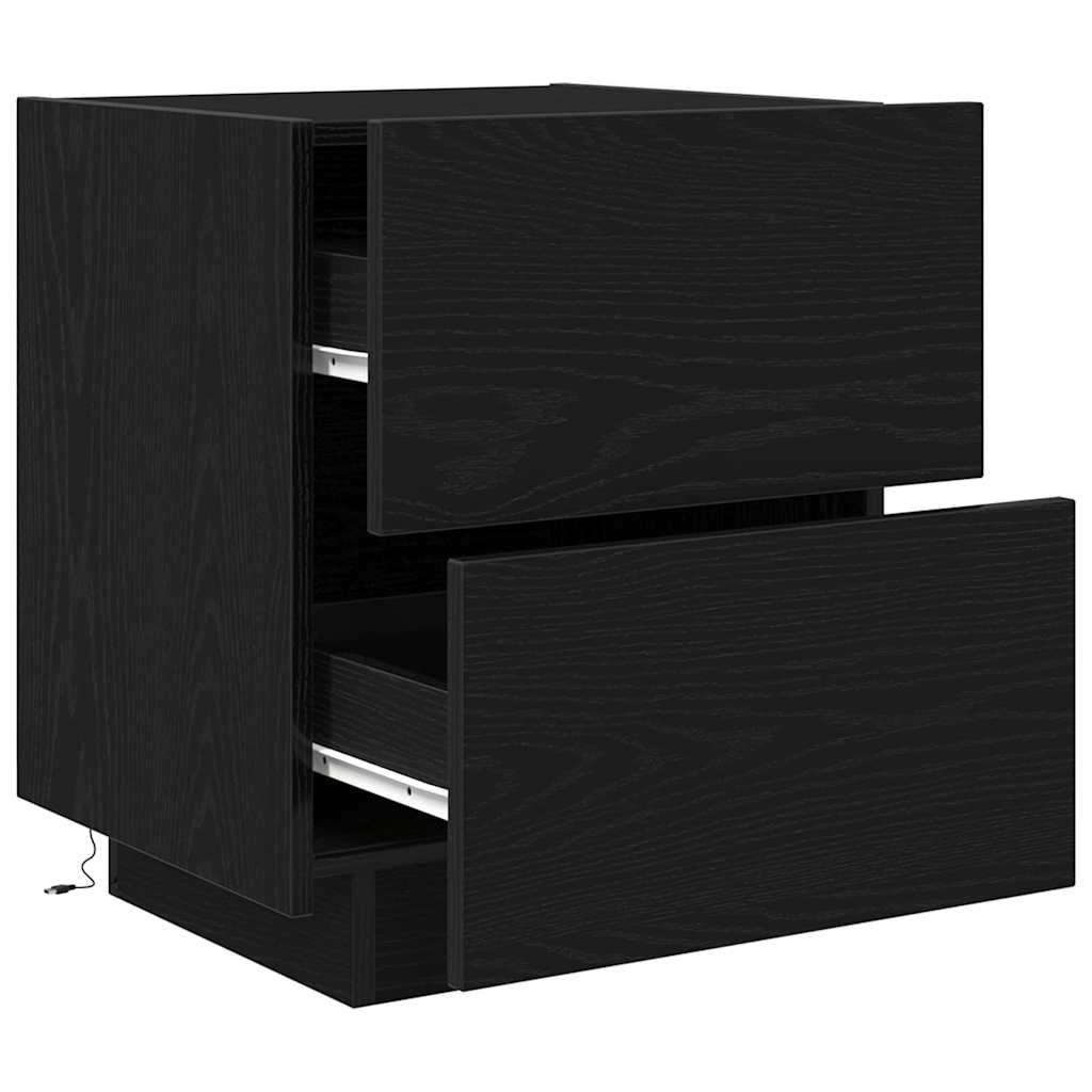 Κομοδίνο 2 pcs Μαύρη Οξυά 45 x 40 x 55 εκ Επεξεργασμένο ξύλο - Pakobazaar