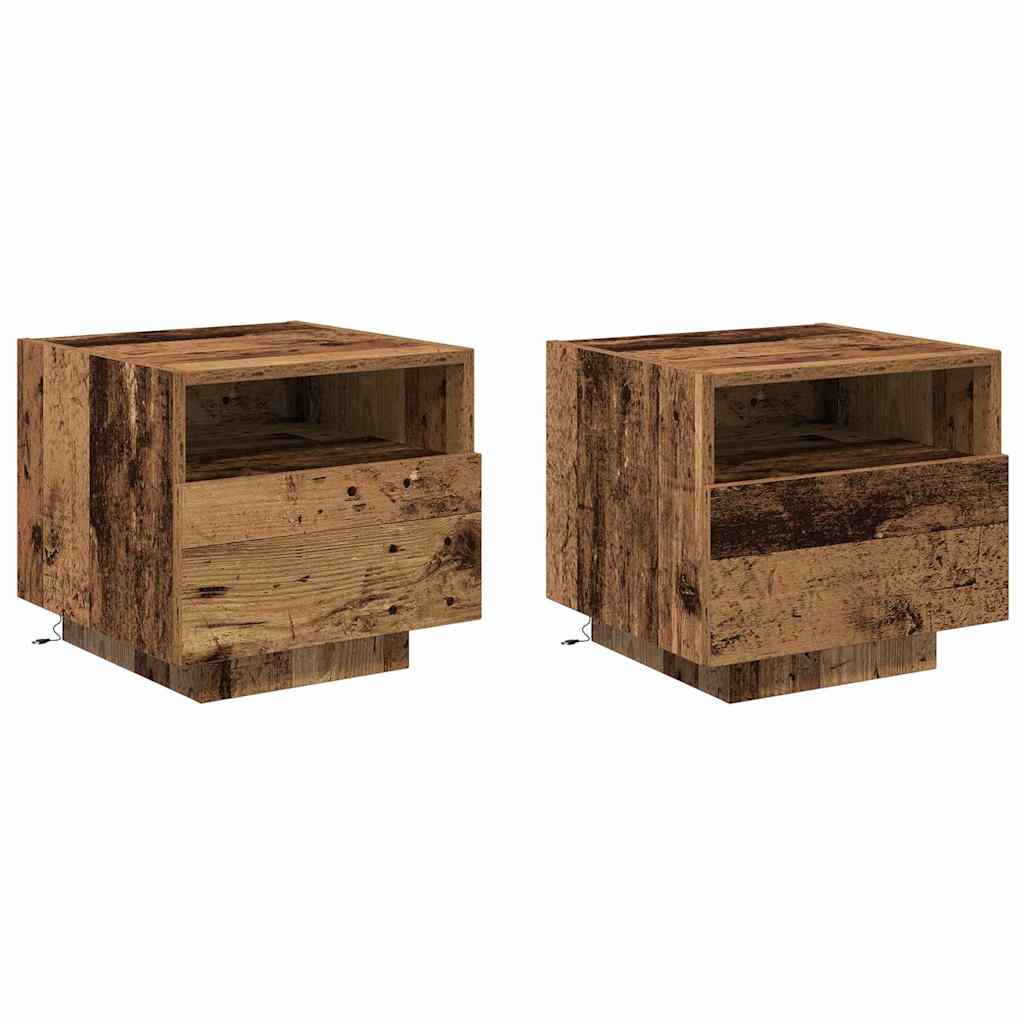 Κομοδίνο 2 pcs Παλιό ξύλο 40 x 39 x 37 εκ Επεξεργασμένο ξύλο - Pakobazaar