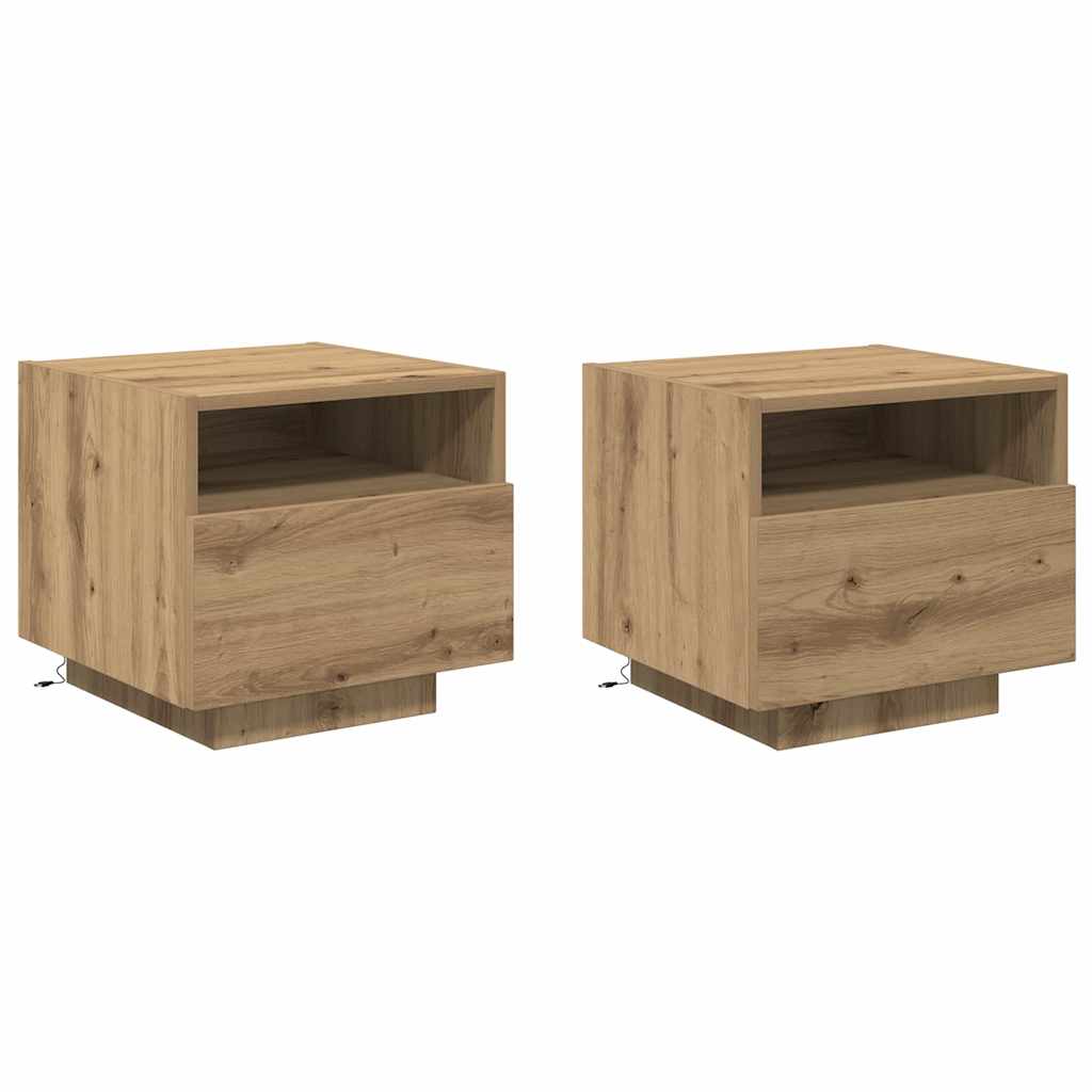 Κομοδίνο 2 pcs Artisan Oak 40 x 39 x 37 εκ Επεξεργασμένο ξύλο - Pakobazaar