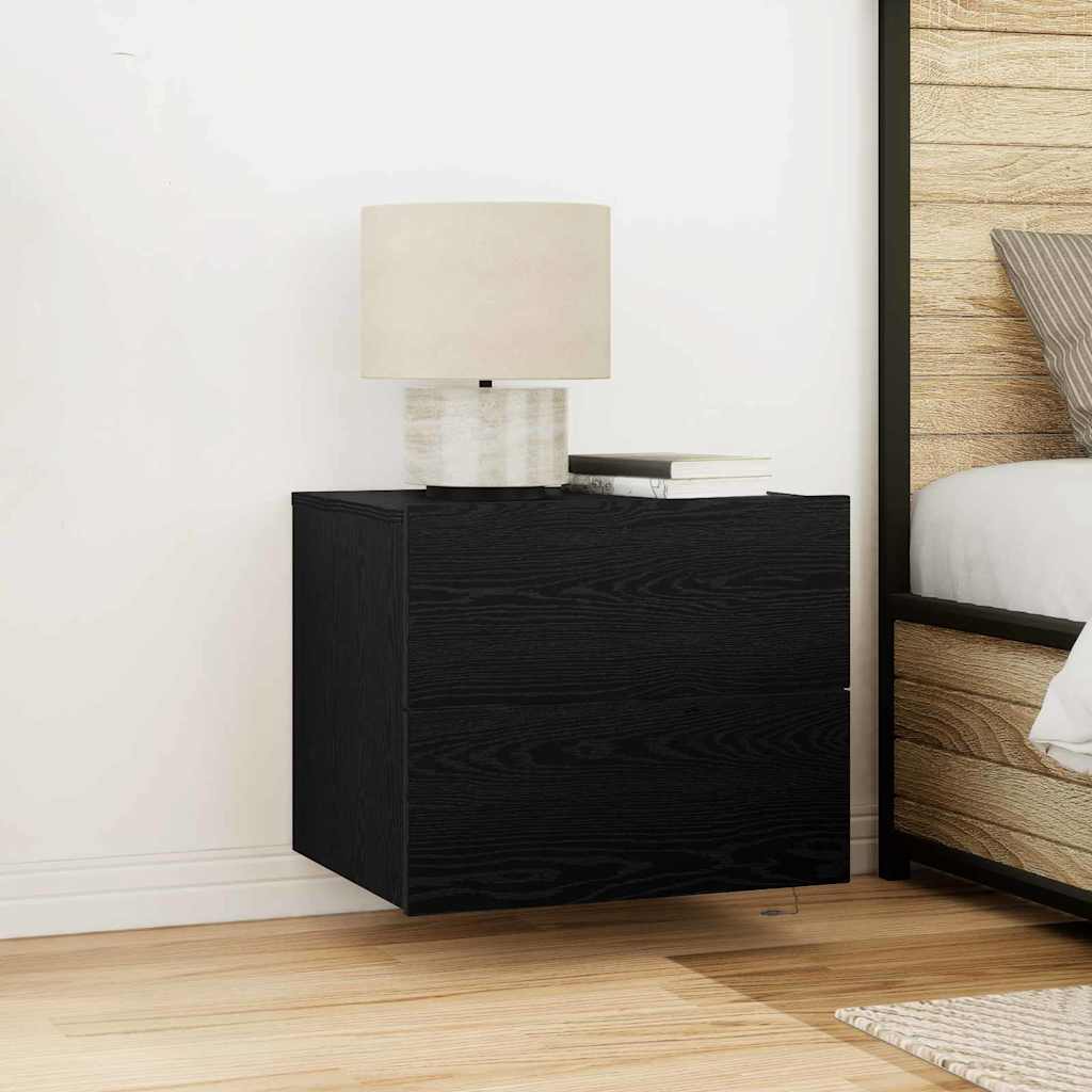 Κομοδίνο 2 pcs Μαύρη Οξυά 50 x 39 x 41 εκ. Επεξεργασμένο ξύλο - Pakobazaar