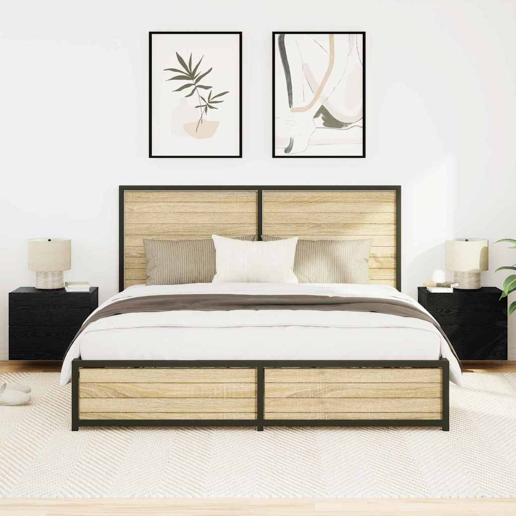 Κομοδίνο 2 pcs Μαύρη Οξυά 50 x 39 x 41 εκ. Επεξεργασμένο ξύλο - Pakobazaar