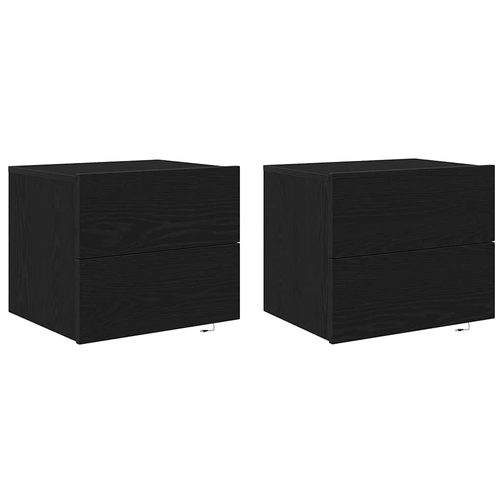 Κομοδίνο 2 pcs Μαύρη Οξυά 50 x 39 x 41 εκ. Επεξεργασμένο ξύλο - Pakobazaar
