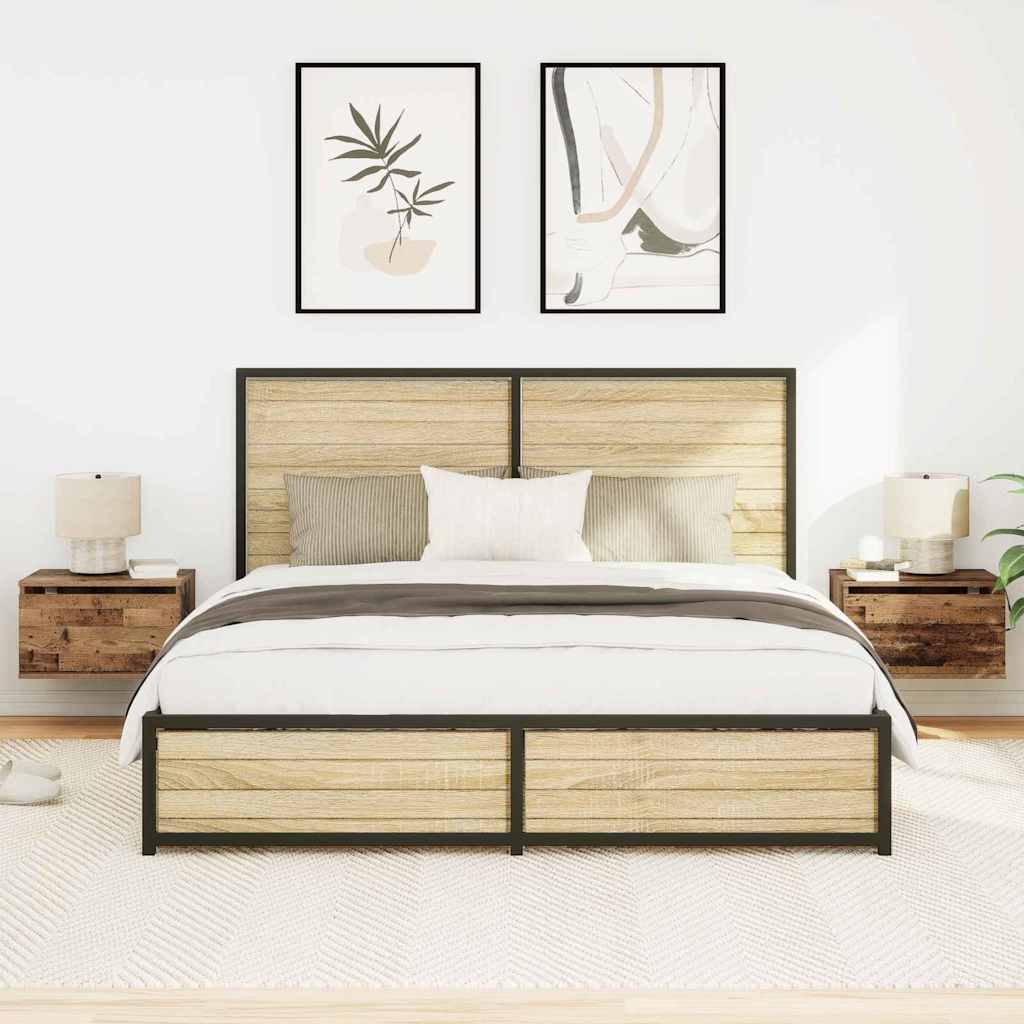 Τοίχου κομοδίνο με συρτάρι 2 pcs Παλιό ξύλο Επεξεργασμένο ξύλο - Pakobazaar