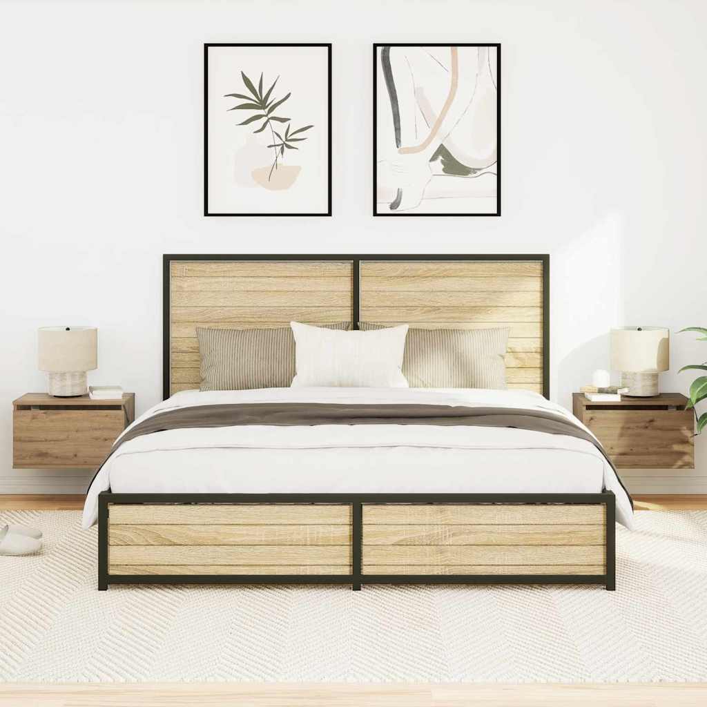 Τοίχου κομοδίνο με συρτάρι 2 pcs Artisan Oak 50 x 36 x 30 εκ - Pakobazaar