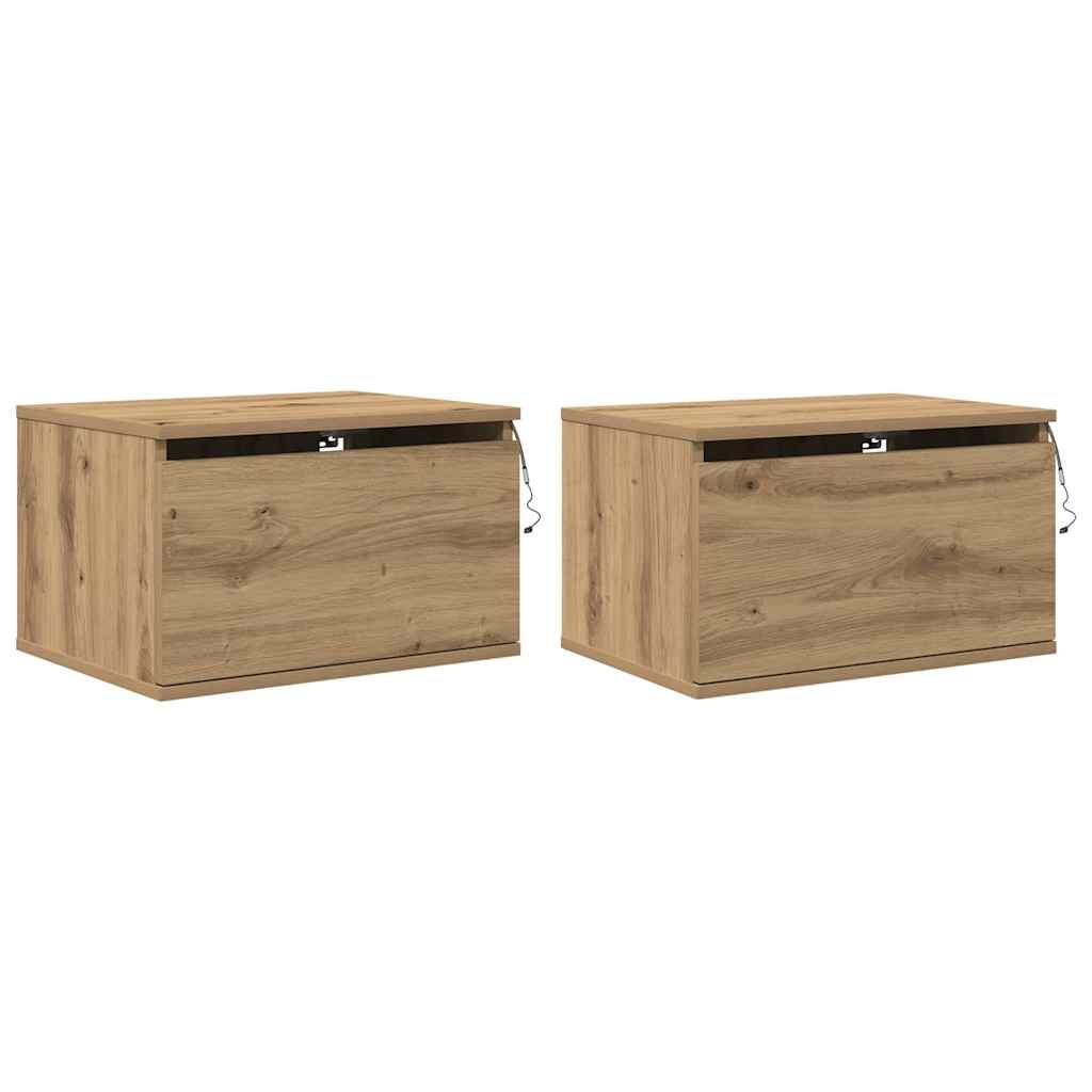 Τοίχου κομοδίνο με συρτάρι 2 pcs Artisan Oak 50 x 36 x 30 εκ - Pakobazaar