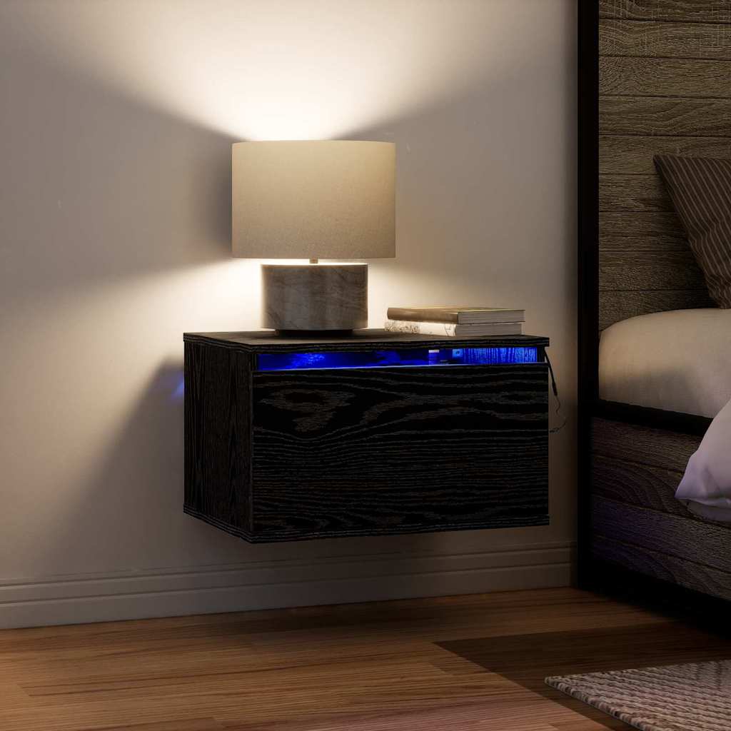 Τοίχου κομοδίνο Μαύρη Οξυά 50 x 36 x 30 εκ Επεξεργασμένο ξύλο - Pakobazaar