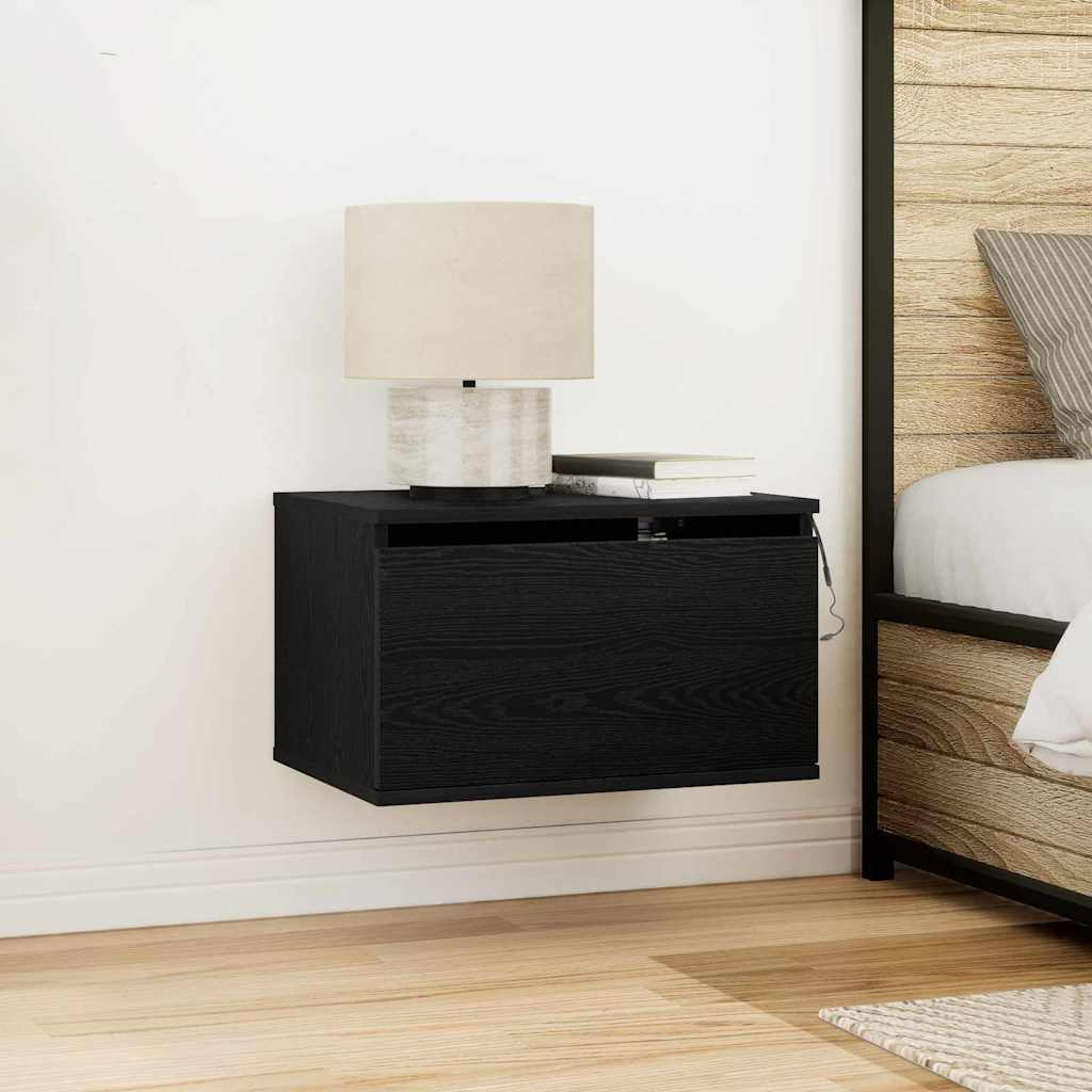 Τοίχου κομοδίνο με συρτάρι 2 pcs Μαύρη Οξυά 50 x 36 x 30 εκ - Pakobazaar