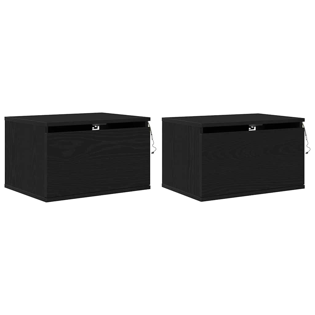 Τοίχου κομοδίνο με συρτάρι 2 pcs Μαύρη Οξυά 50 x 36 x 30 εκ - Pakobazaar