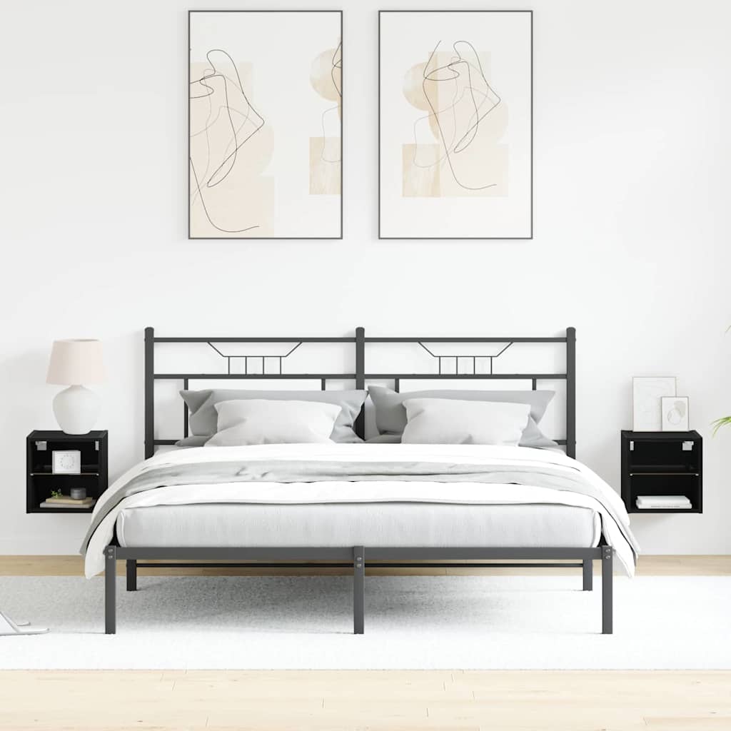 LED Τοίχου Κρεβατοκάμαρας με Επιτοίχιο Μαύρο Επεξεργασμένο ξύλο - Pakobazaar