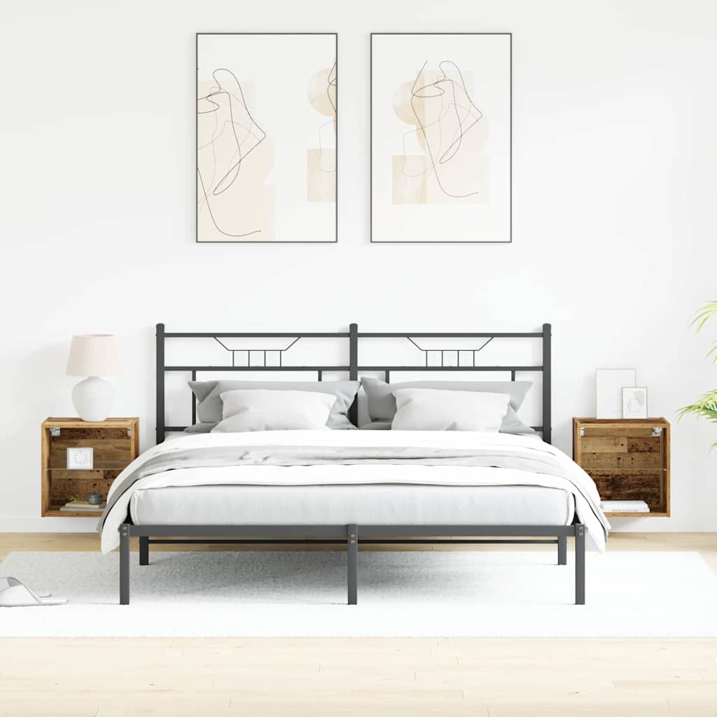 Ράφι τοίχου με φως LED με ράφι 2 pcs Καφέ 40 x 28,5 x 40 εκ - Pakobazaar