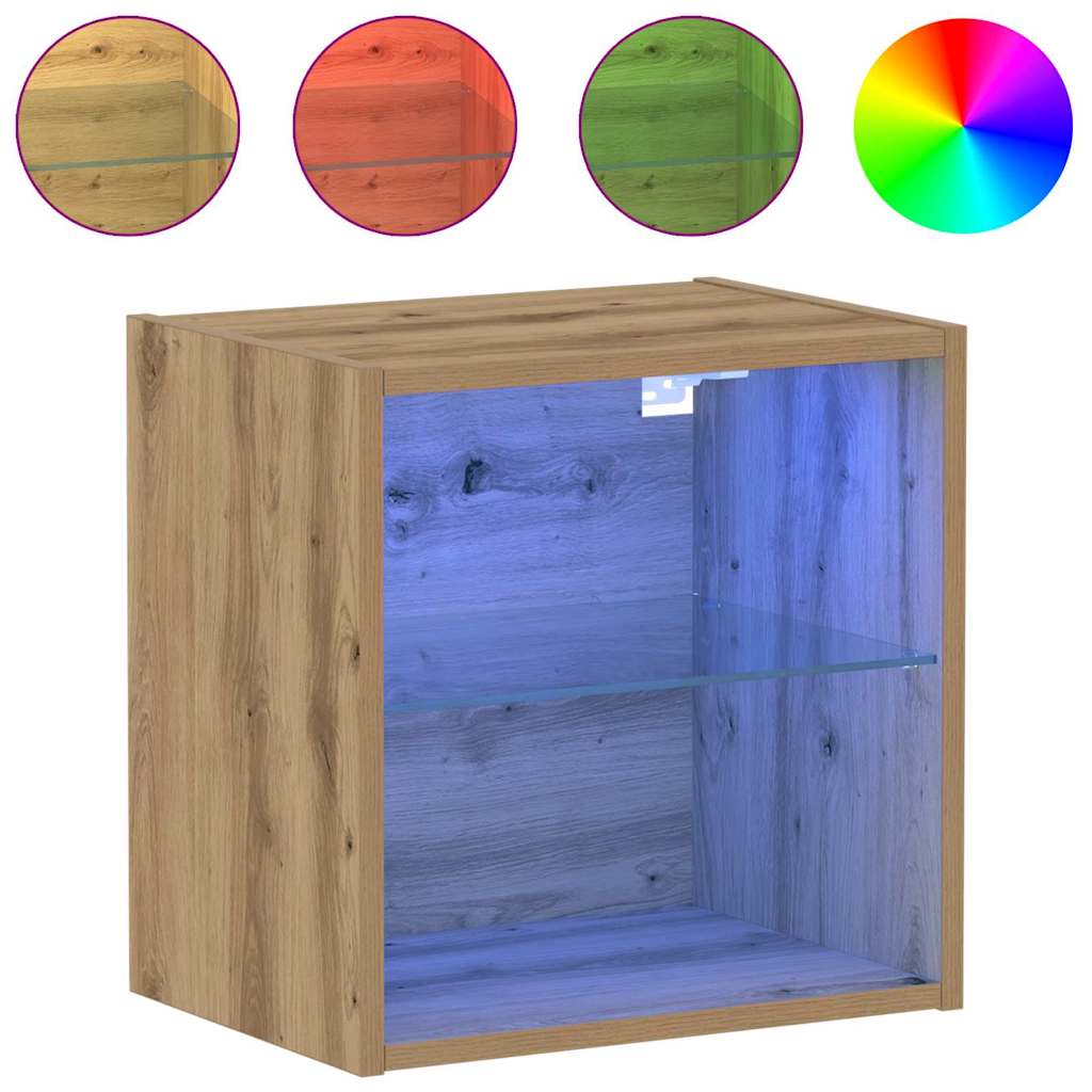 Ράφι τοίχου με φως LED με ράφι 2 pcs Καφέ 40 x 28,5 x 40 εκ - Pakobazaar