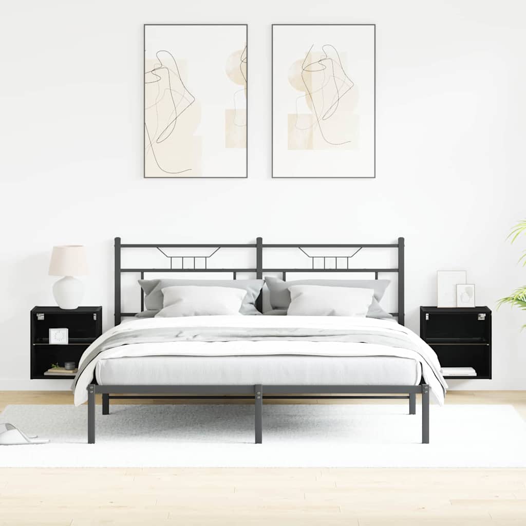 Ράφι τοίχου με φως LED με ράφι 2 pcs Μαύρο 40 x 28,5 x 40 εκ - Pakobazaar