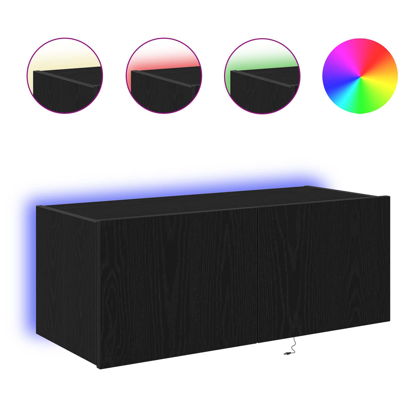 Ντουλάπι Τηλεόρασης Τοίχου Επιτοίχιο Μαύρη Οξυά 80 x 35 x 31 cm - Pakobazaar