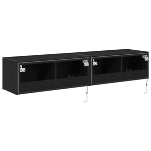 Ντουλάπι Τηλεόρασης Τοίχου 2 pcs Μαύρη Οξυά 80 x 35 x 31 cm - Pakobazaar