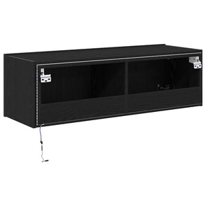 Ντουλάπι Τηλεόρασης Τοίχου 2 pcs Μαύρη Οξυά 100 x 35 x 31 cm - Pakobazaar