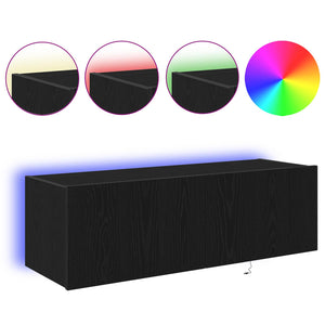 Ντουλάπι Τηλεόρασης Τοίχου 2 pcs Μαύρη Οξυά 100 x 35 x 31 cm - Pakobazaar