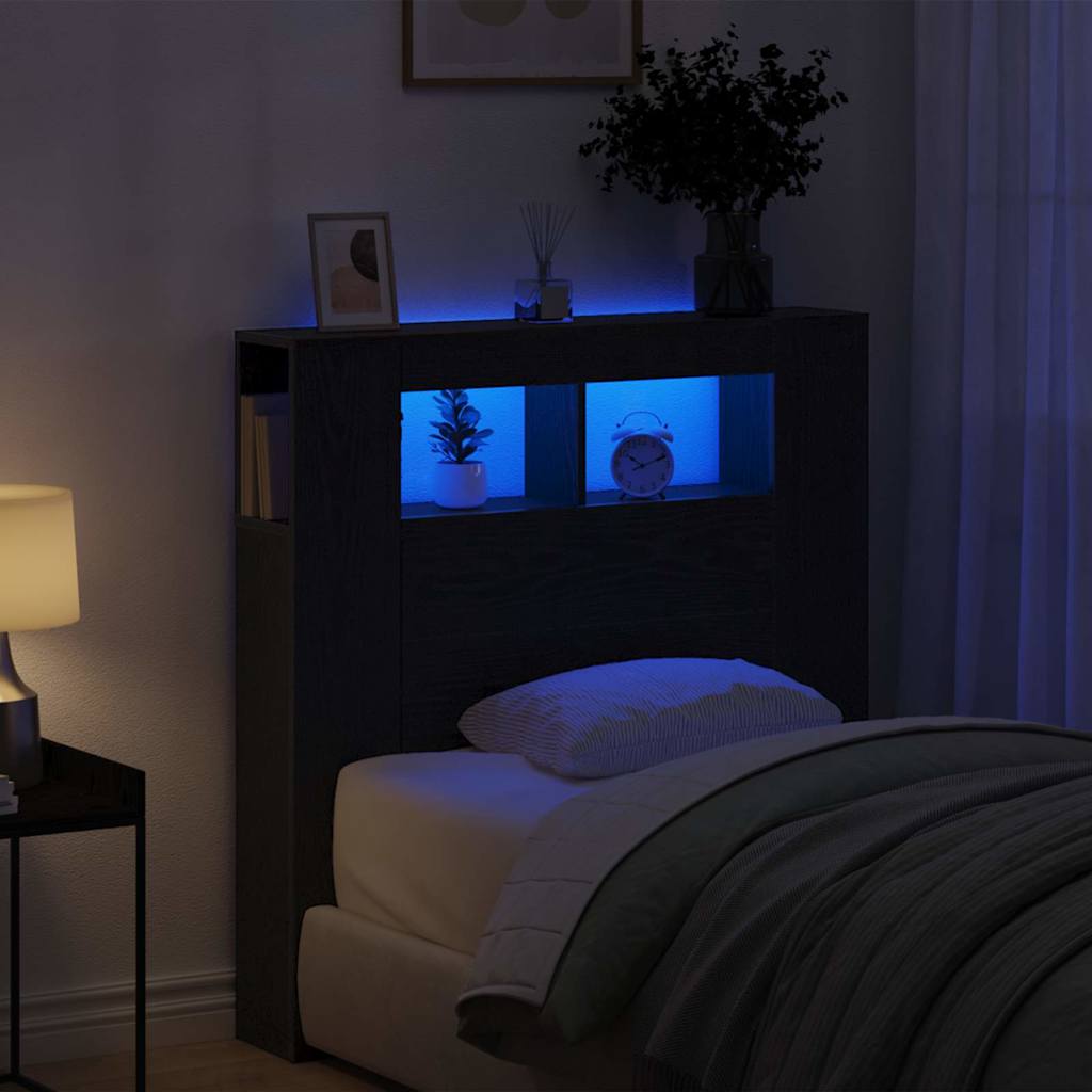 LED κεφαλάρι με ράφι Μαύρη Οξυά 100 x 18,5 x 103,5 εκ. - Pakobazaar